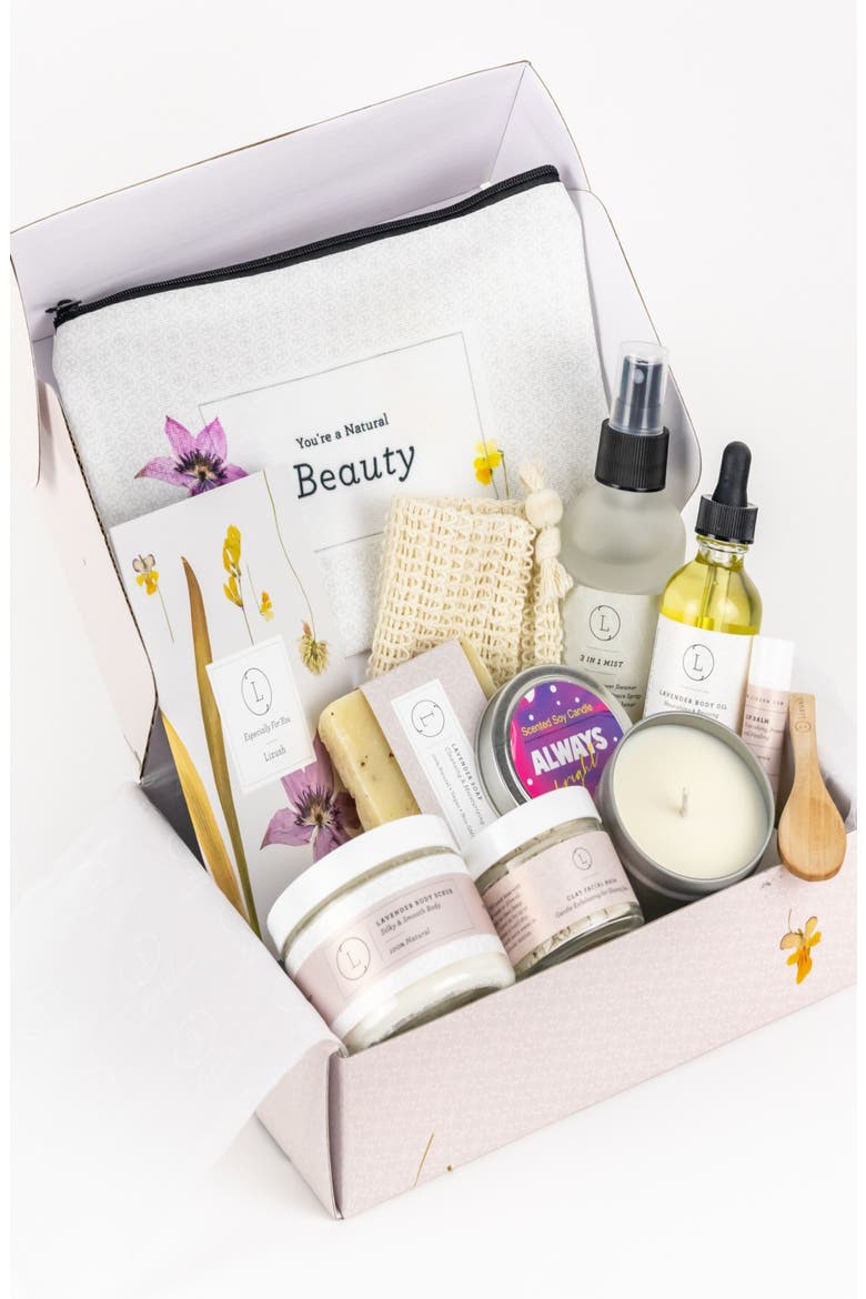 Natural Bath Body Relaxing Gift Package, Main, color, Name on Lid