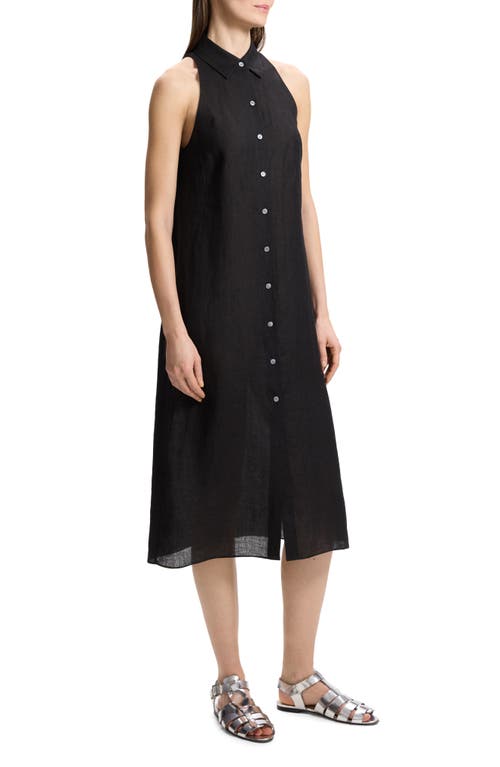Theory Sleeveless Button-up Midi Shirtdress In Black