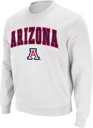 COLOSSEUM Men's Colosseum White Arizona Wildcats Arch & Logo Crew Neck Sweatshirt