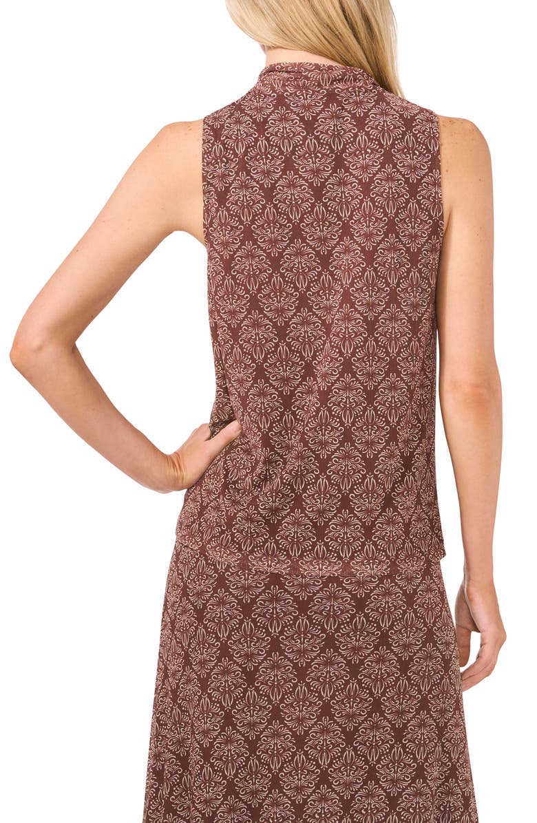 Halogen<sup>®</sup> Ditsy Cowl Neck Sleeveless Mesh Top, Alternate, color, Deep Mahogany