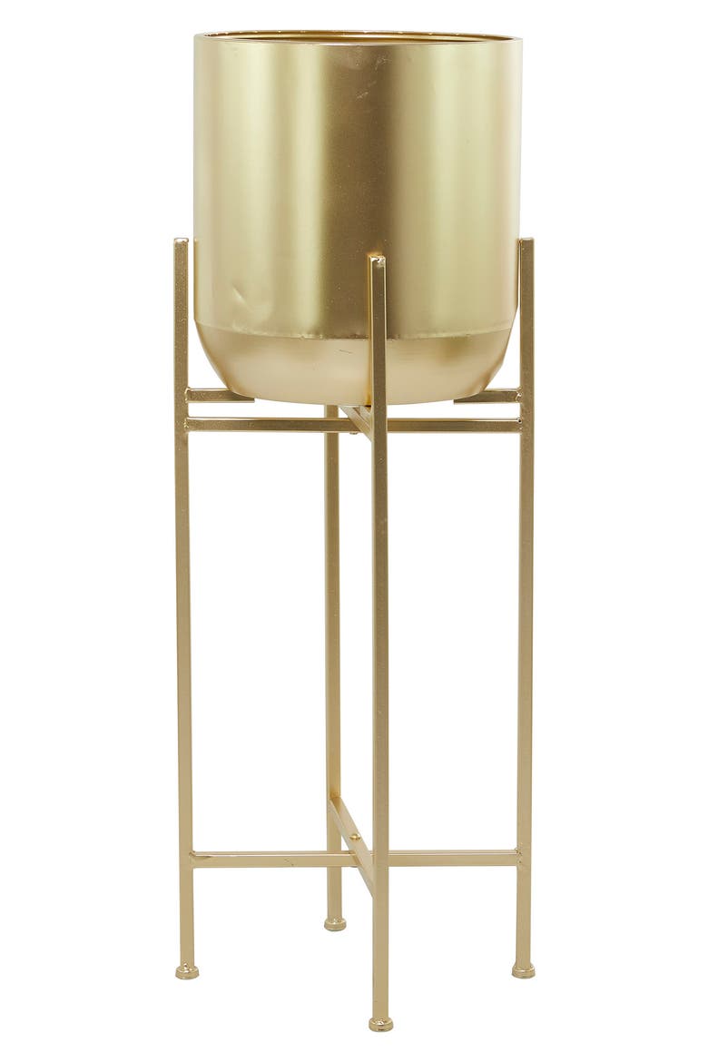 Goldtone Metal Modern Planter with Removable Stand, Alternate, color, GOLD