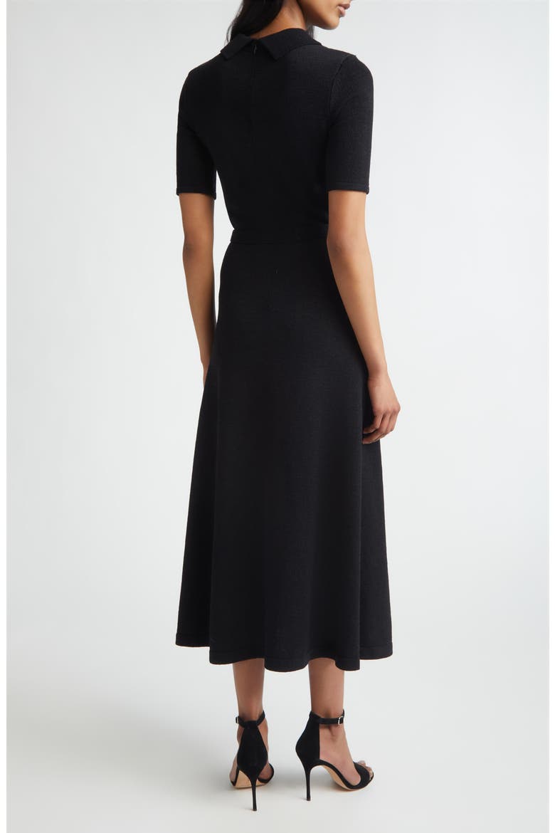 Zahara Belted Legacy Crepe Knit Dress, Alternate, color, BLACK