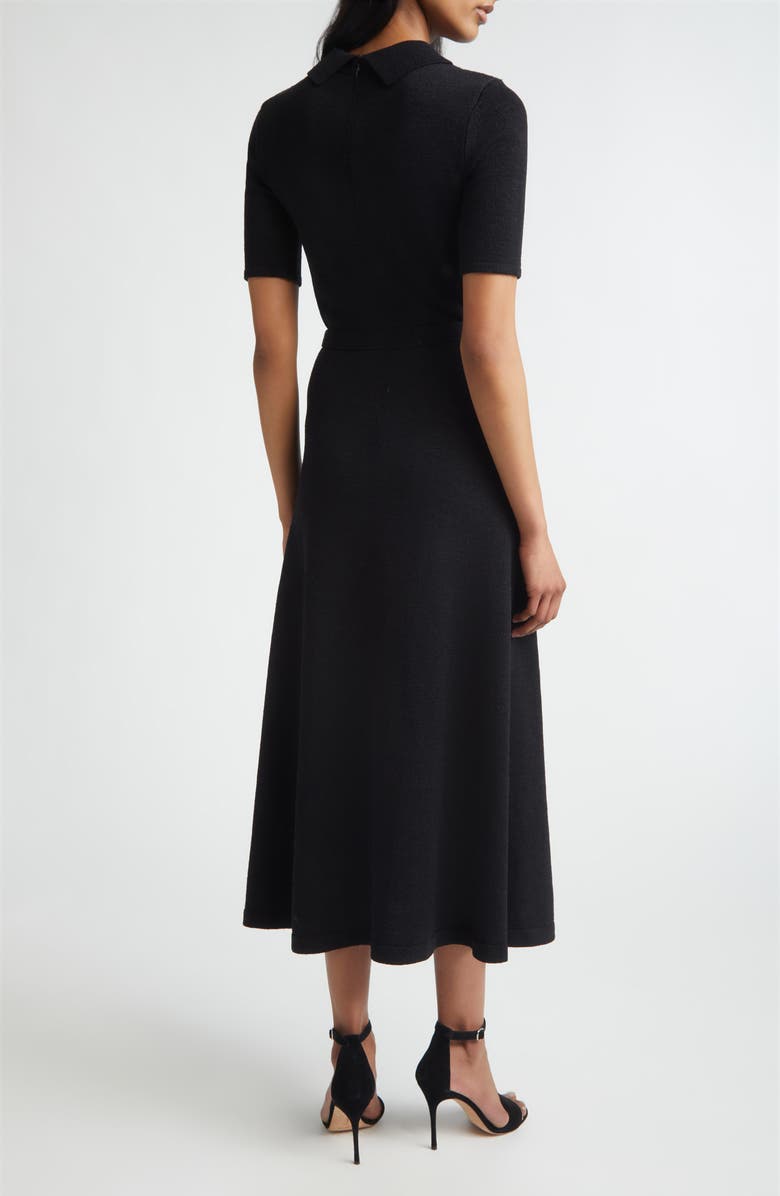 ST. JOHN Zahara Belted Legacy Crepe Knit Dress, Alternate, color, Black