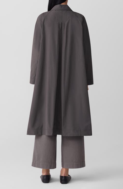 Eileen Fisher Light Cotton Nylon Classic Collar Coat In Brown