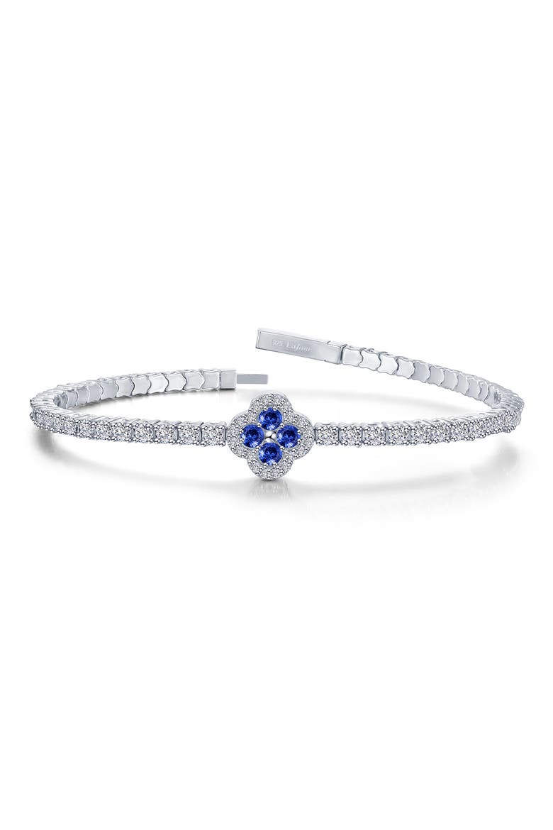 Lab Grown Sapphire & Simulated Diamond Flexible Bangle Bracelet, Main, color, SAPPHIRE/ WHITE