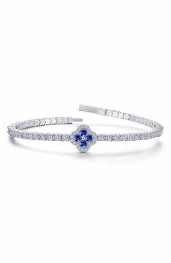 Lab Grown Sapphire & Simulated Diamond Flexible Bangle Bracelet