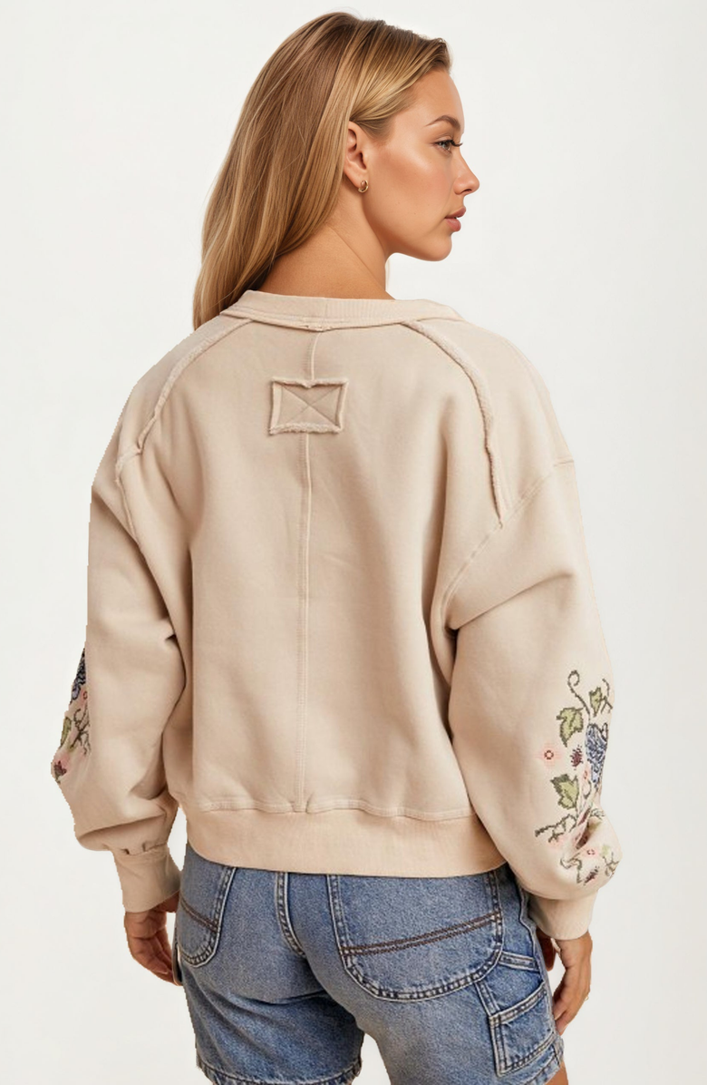 Knit and Lounge Embroidered Floral Button Front Cardigan, Alternate, color, 