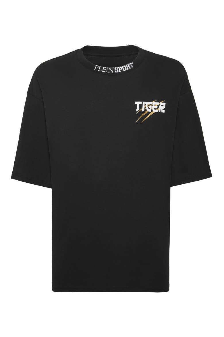 T-Shirt Round Neck Ss Tiger Tokyo Men, Main, color, black/lightgold