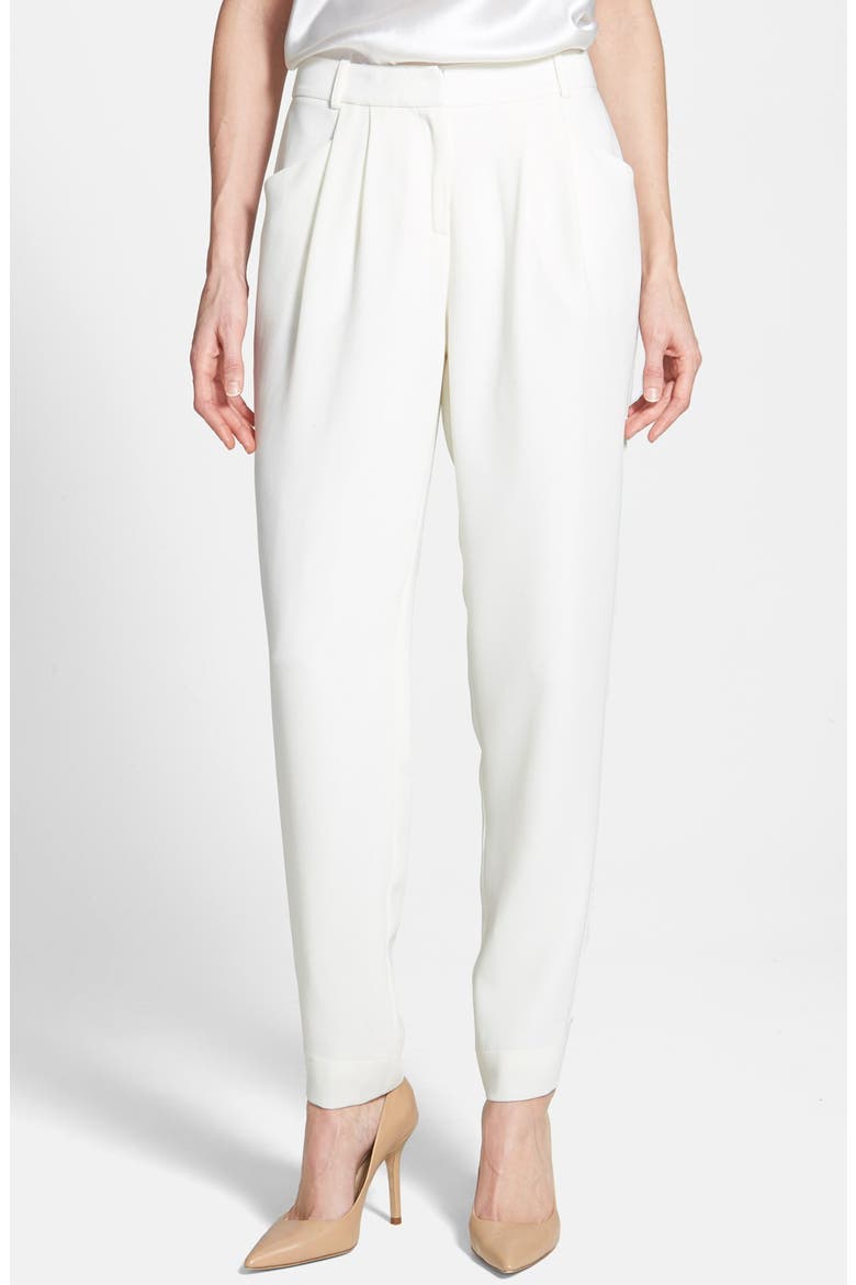 Pleat Front Crepe Ankle Pants, Main, color, CLOUD