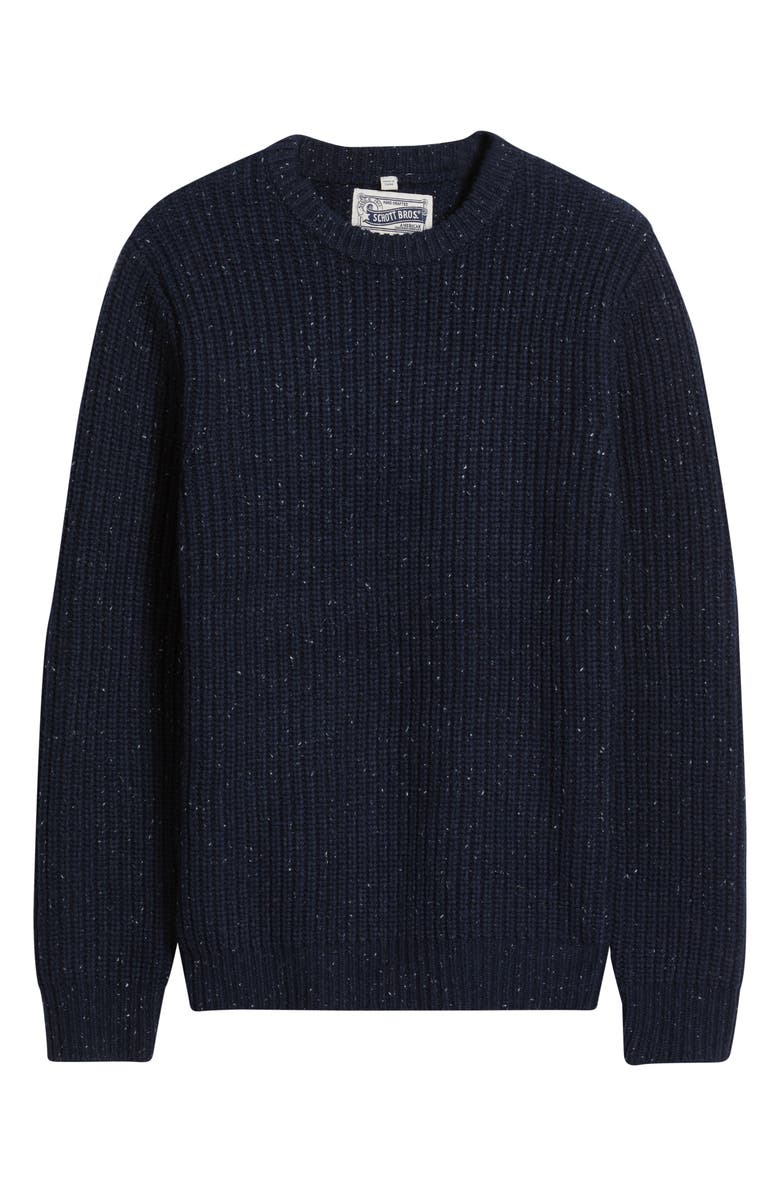 Schott NYC Donegal Tweed Wool Blend Crewneck Sweater, Alternate, color, Navy
