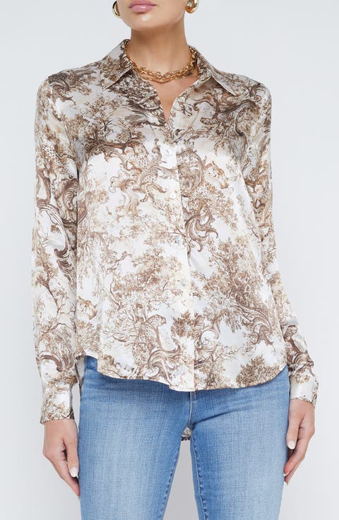 Tyler Print Silk Button-Up Shirt