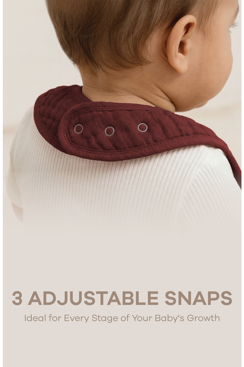 Muslin Bibs - Pack of 8, Alternate, color, Wine