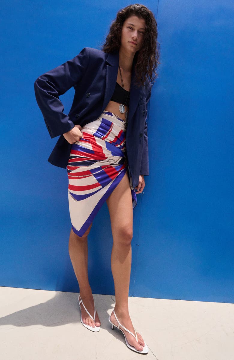 MANGO Double Breasted Suit Blazer, Alternate, color, Blue