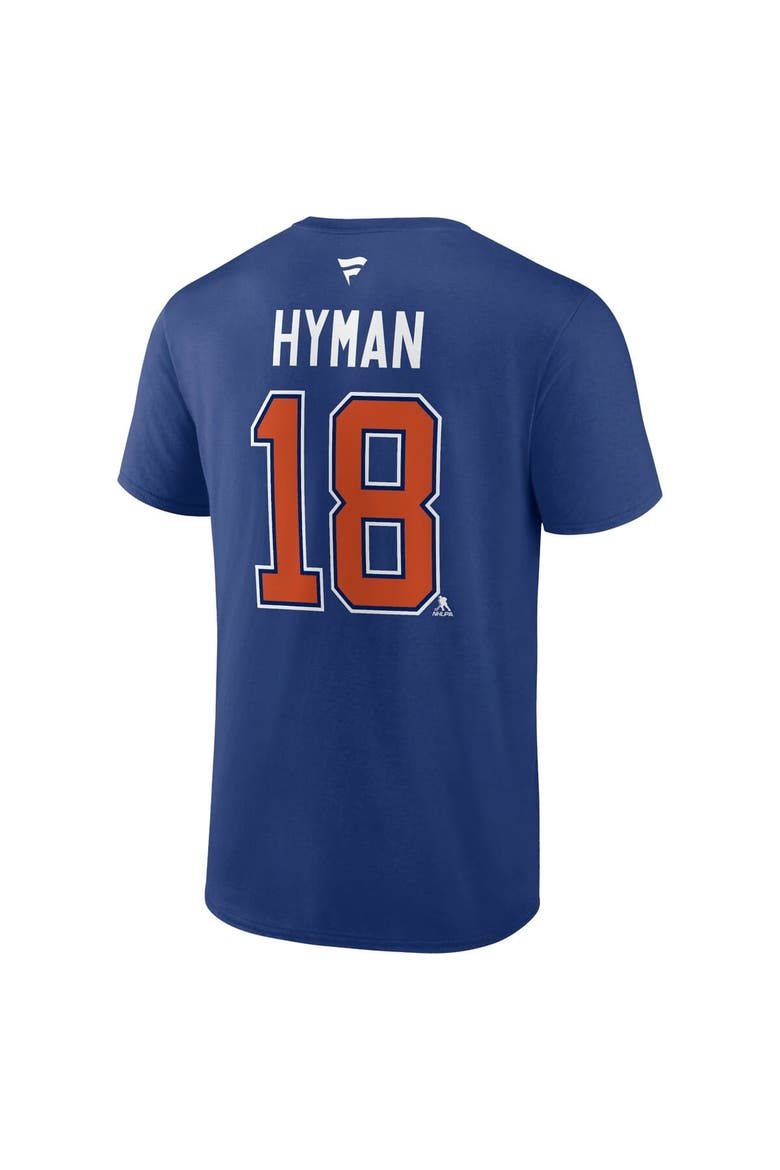 Men's Fanatics Zach Hyman Blue Edmonton Oilers Authentic Stack Name & Number T-Shirt, Alternate, color, Blue