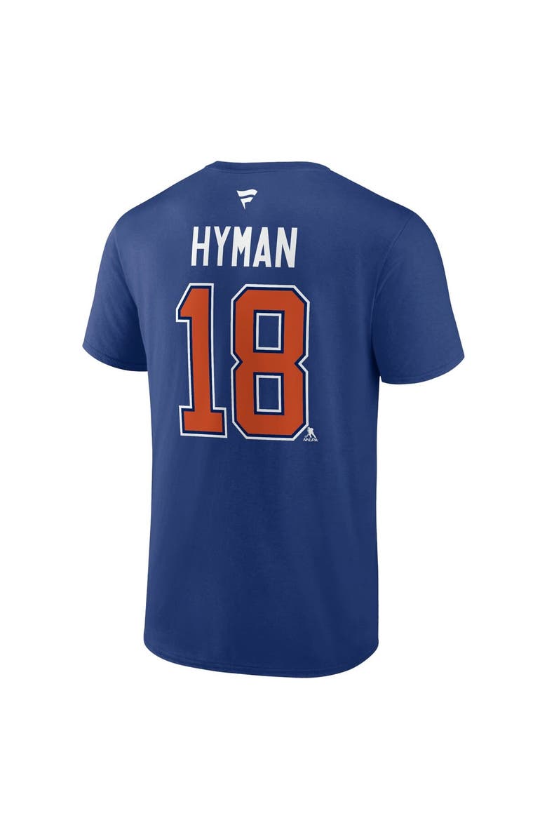 FANATICS Men's Fanatics Zach Hyman Blue Edmonton Oilers Authentic Stack Name & Number T-Shirt, Alternate, color, Blue