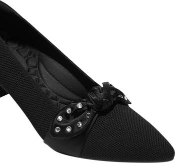 Pointed-Toe Bow Kitten Heels