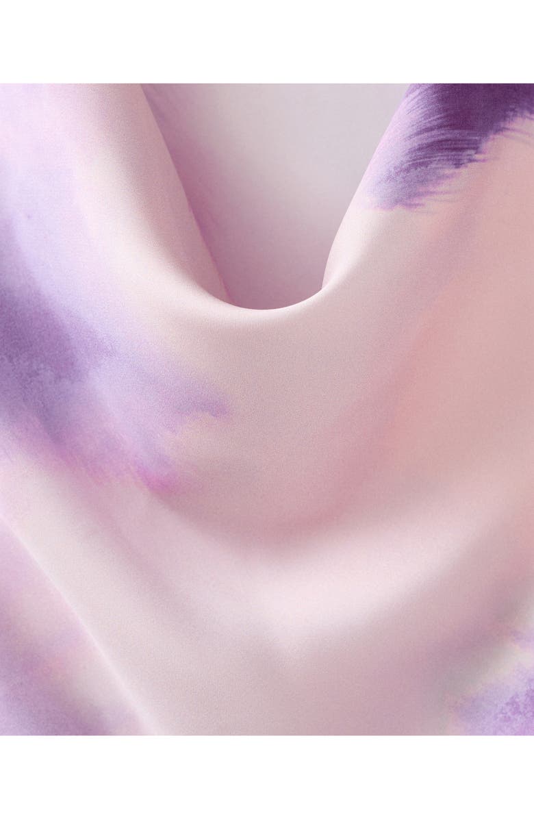 MANGO Tie Dye Cowl Neck Satin Midi Dress, Alternate, color, Light/ Pastel Purple
