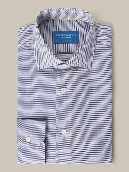 Robert Talbott Reynolds Hopsack Contemporary Fit Shirt In Navy