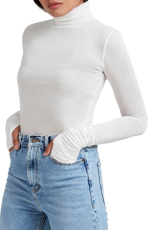 Eloise Turtleneck Semisheer Jersey Top