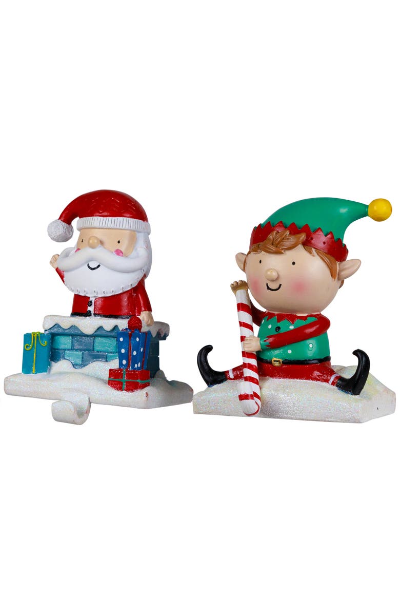 Northlight Santa and Elf Christmas Stocking Holders - 5" - Set of 2, Alternate, color, Green