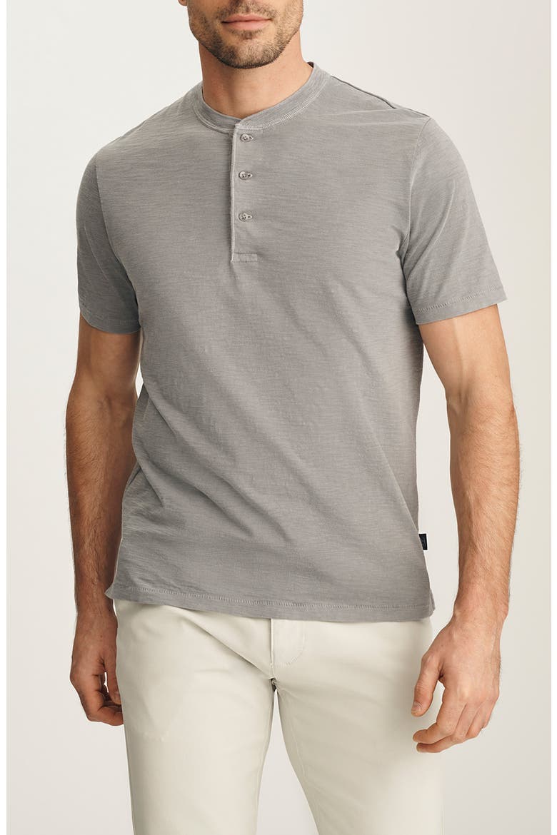 Short Sleve Slub Cotton Henley, Main, color, CHISELED STONE