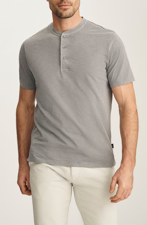 Short Sleve Slub Cotton Henley