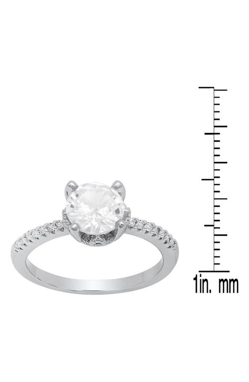 Hmy Jewelry 18k White Gold Plated Simulated Diamond Ring In Metallic