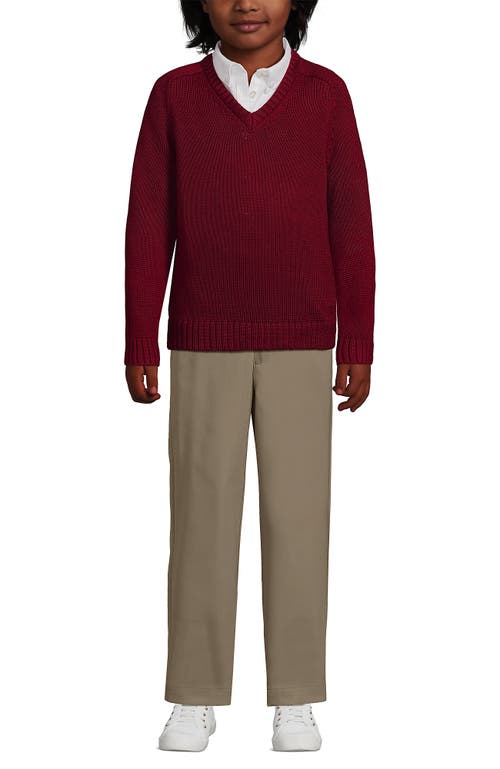 Lands' End School Uniform Kids Cotton Modal V-neck Sweater In Garnet
