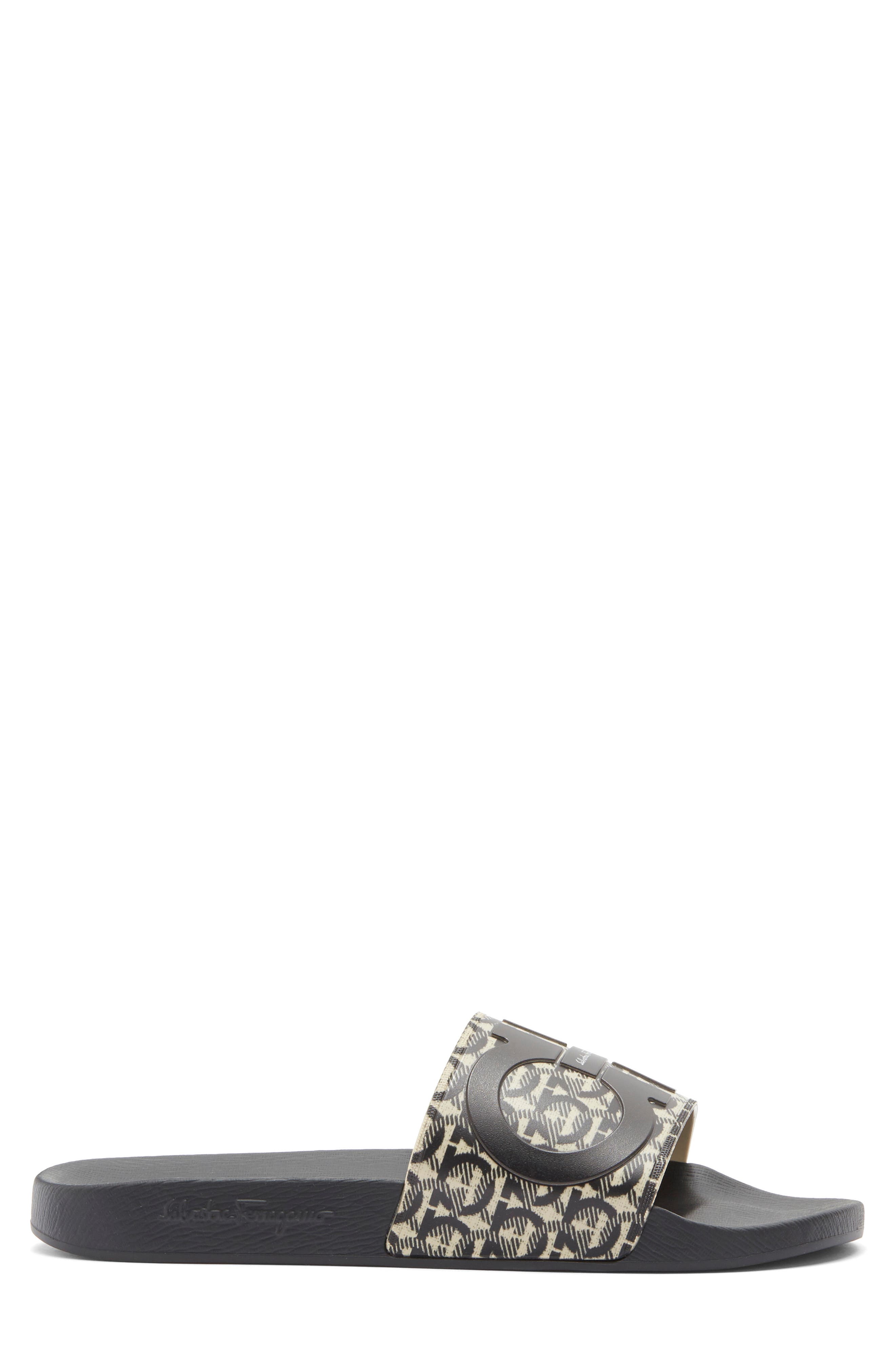 Tomaio Slide Sandal, Alternate, color, BEIGE NERO GANCIO NERO ARGENTO