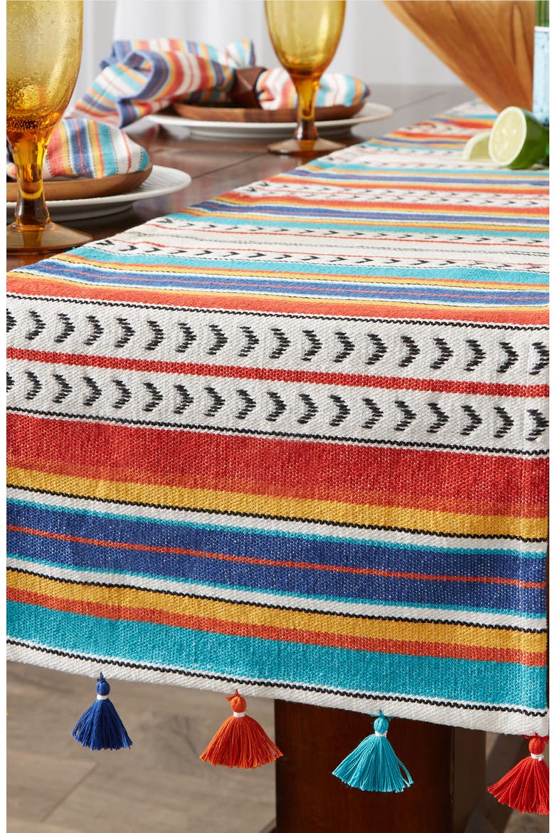 Picante Stripe Tassel Table Runner, Alternate, color, MULTI