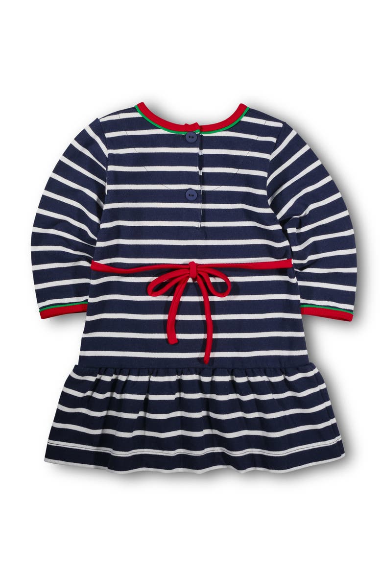 Stripe Knit Dress With Embroidered Holly, Alternate, color, Navy, Red, Green, White