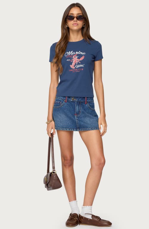 Edikted Lobster Club Graphic T-shirt In Blue