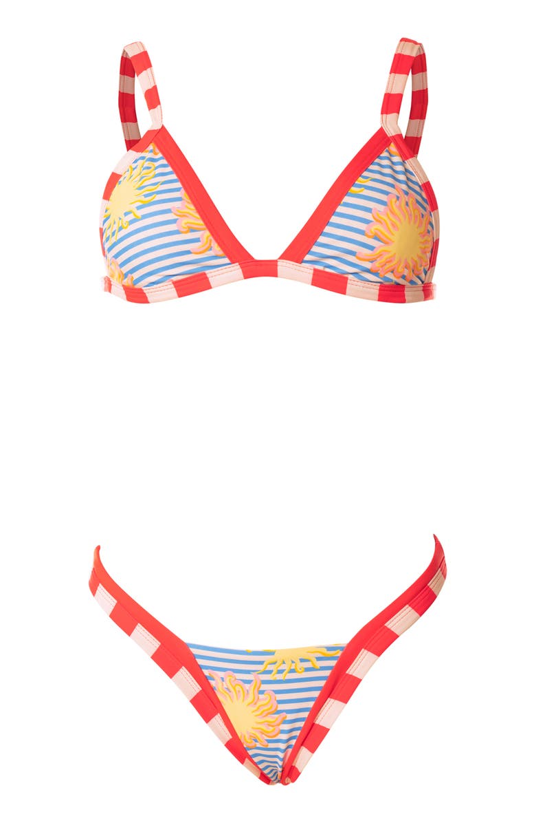 Maaji Awake in Light Rewind Reversible Bikini Top, Alternate, color, Open Blue