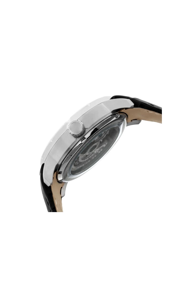 Heritor Automatic Ryder Skeleton Leather-Band Watch, Alternate, color, Silver