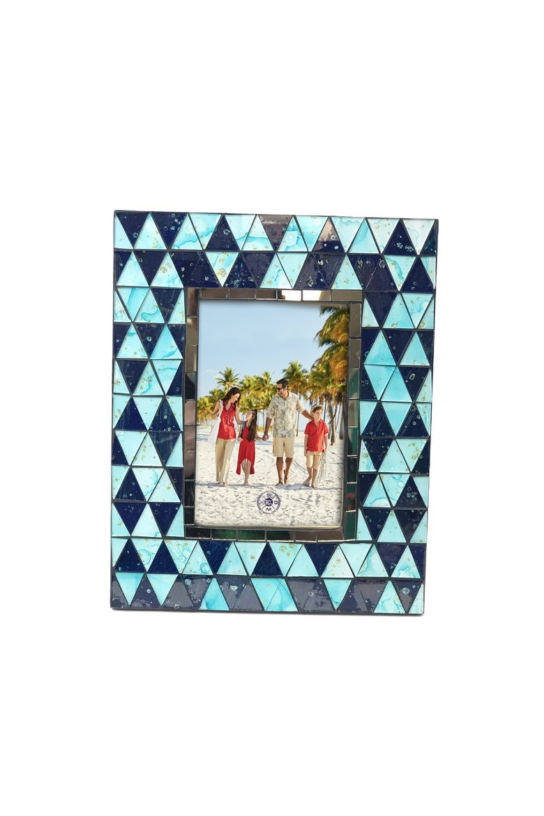 Blue Mosaic Geometric Tile 4x6 Wooden Photo Picture Frame, Main, color, Blue