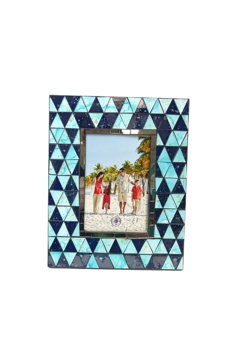 Beachcombers Wood Mosaic Photo Picture Frame Holder, Main, color, Blue