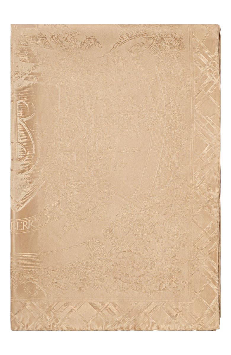 Burberry Floral Crest Silk Jacquard Scarf, Alternate, color, Sand Beige