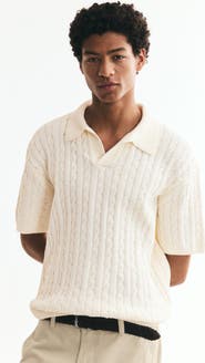 H&M Relaxed-fit Cable-knit Polo Shirt