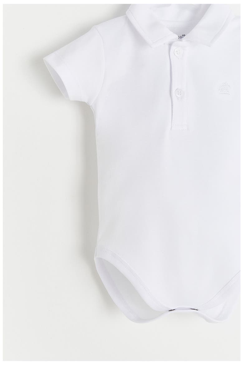 College Polo Bodysuit for Infant, Alternate, color, White