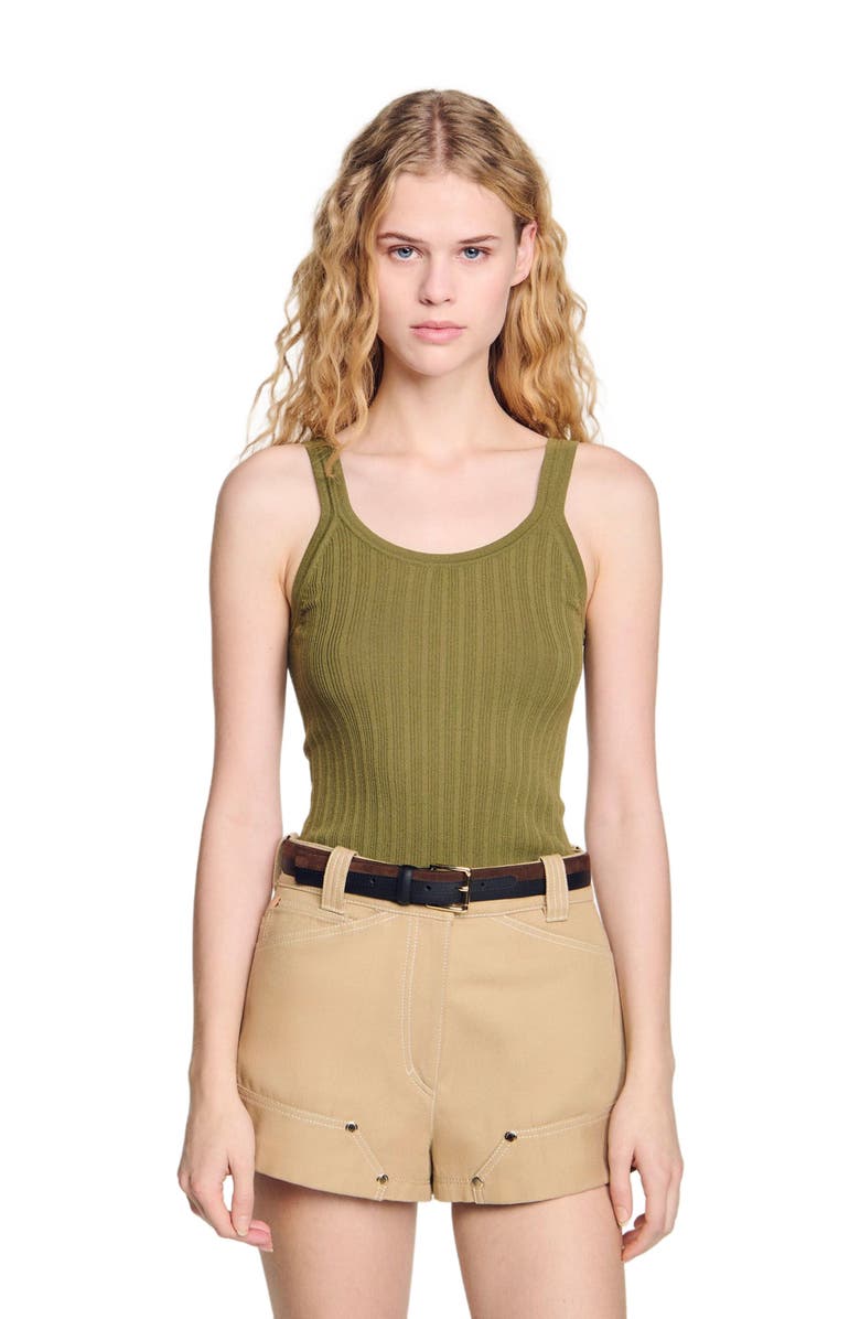 SANDRO Ribbed vest tank top, Main, color,