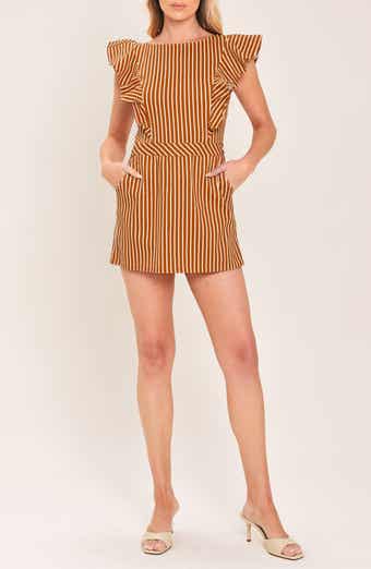 Striped Stretch Cotton Twill Romper