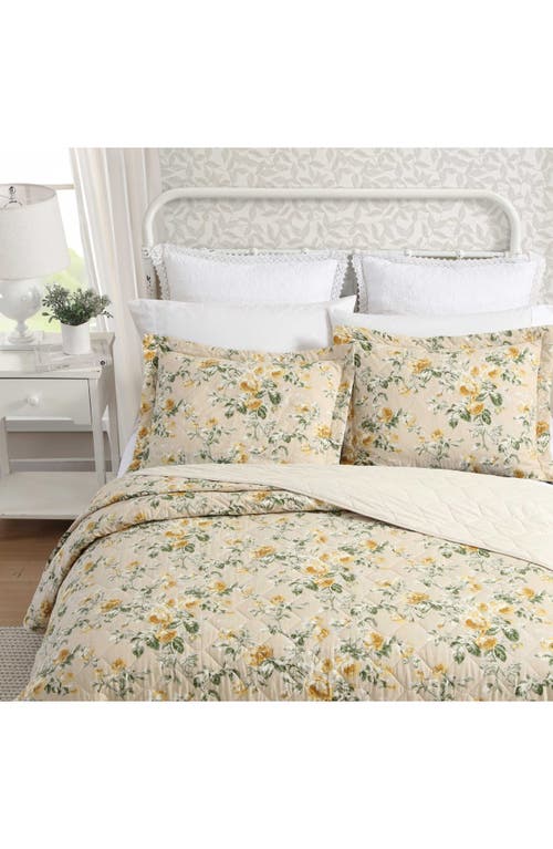 Laura Ashley Roses Quilt & Sham Set In Gold/beige
