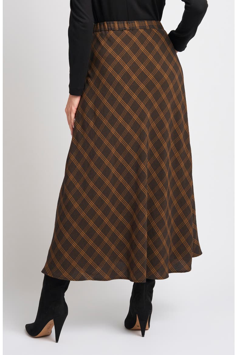 Plaid A-Line Midi Skirt, Alternate, color, TOBACCO BROWN