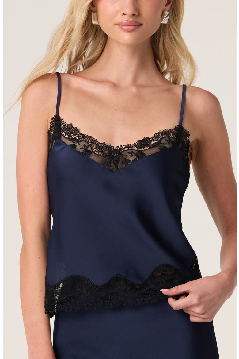 Yulissa Lace Trim Camisole, Alternate, color, NAVY