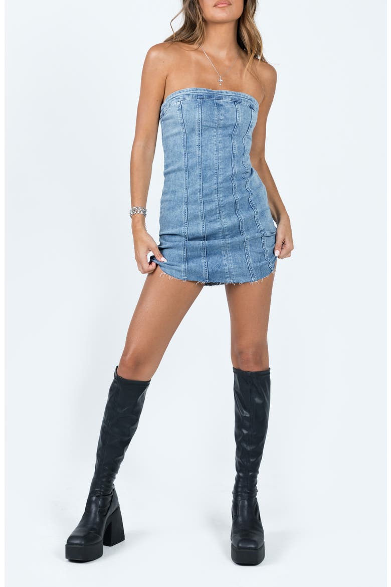 Houser Strapless Denim Minidress, Main, color, DENIM BLUE