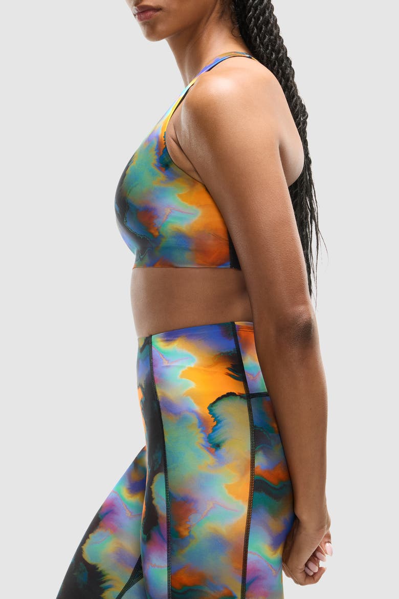 Printed PaceForm Laser Perforated Bra, Alternate, color, Heatmap Print