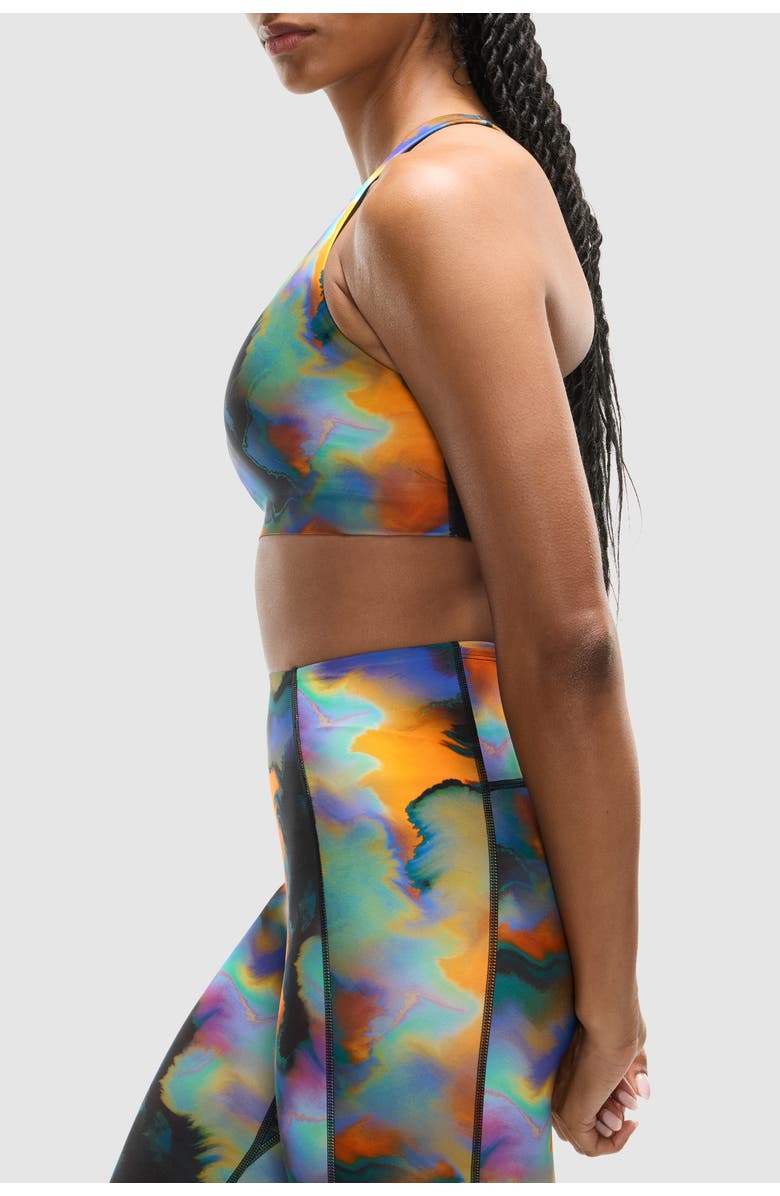 Peloton Printed PaceForm Laser Perforated Bra, Alternate, color, Heatmap Print