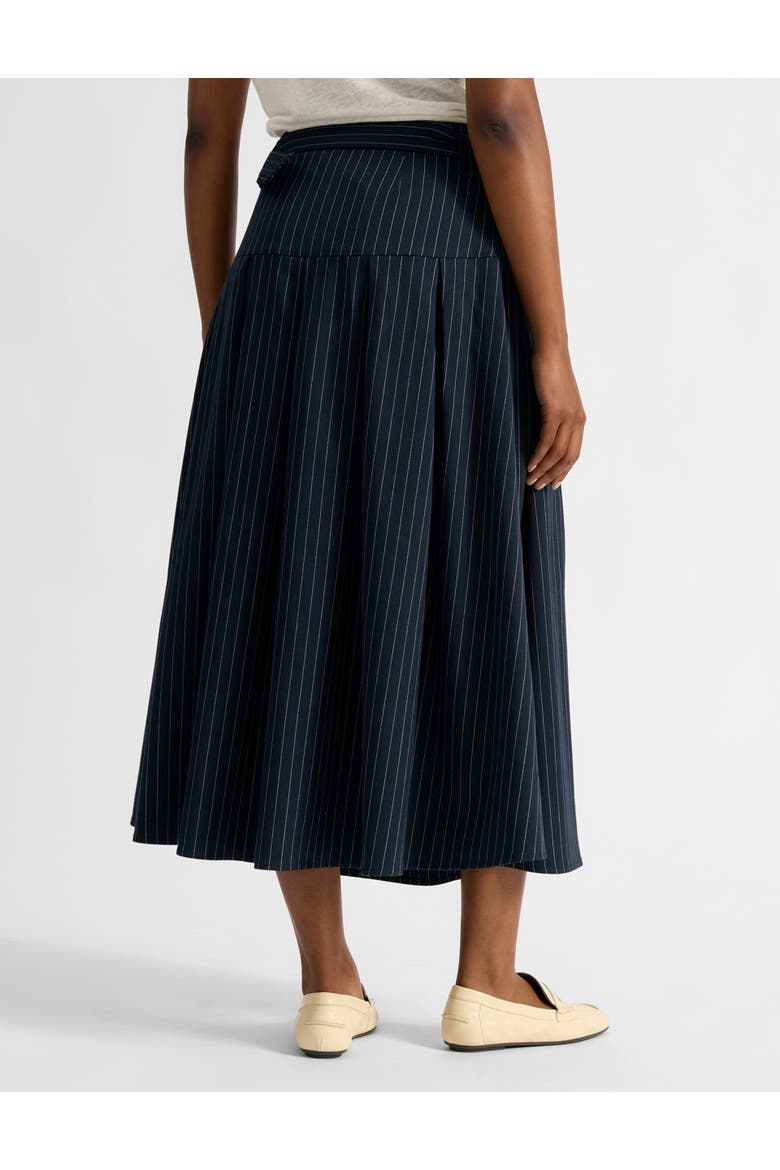 Pinstripe Midi Skirt, Alternate, color, Navy