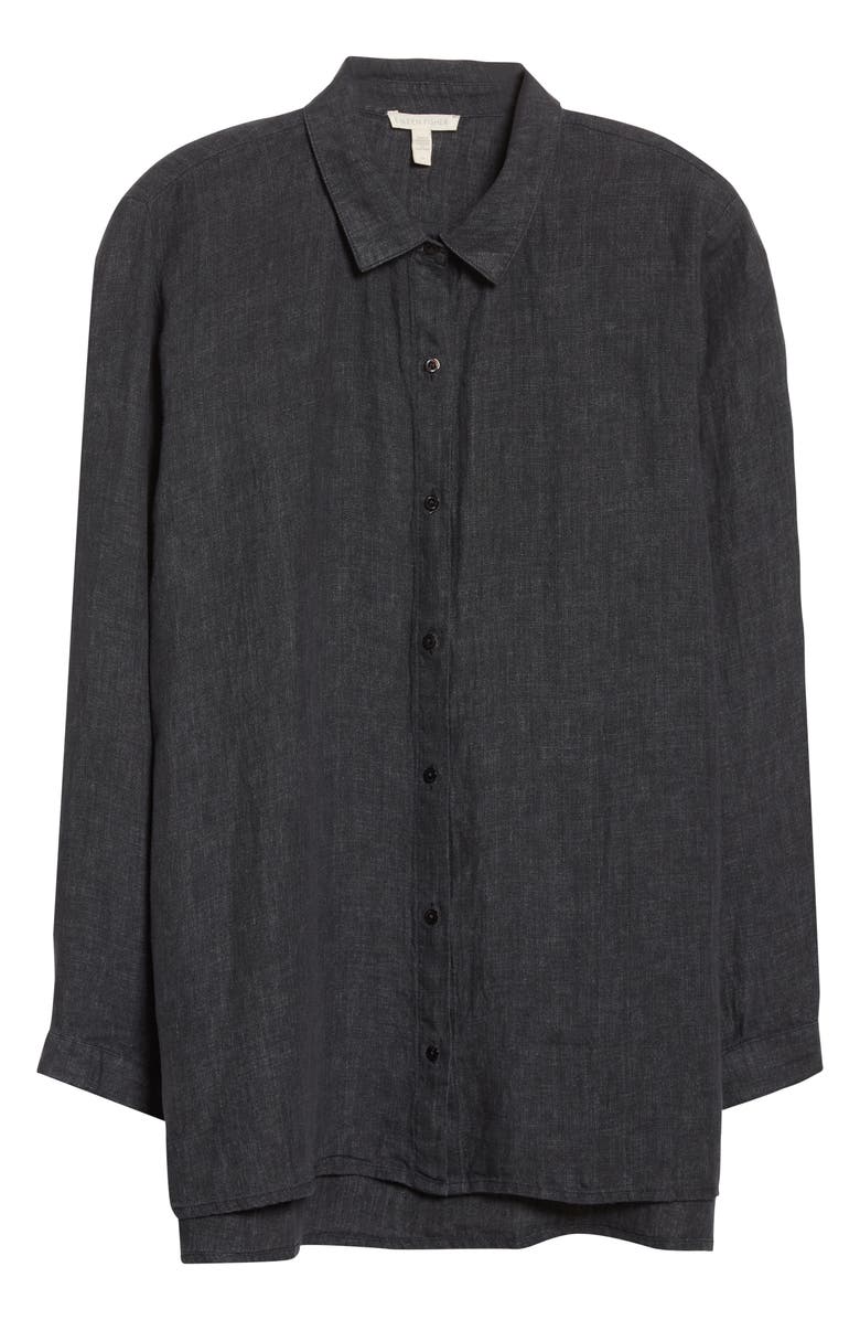 Eileen Fisher Organic Linen Long Sleeve Button-Up Shirt, Alternate, color,