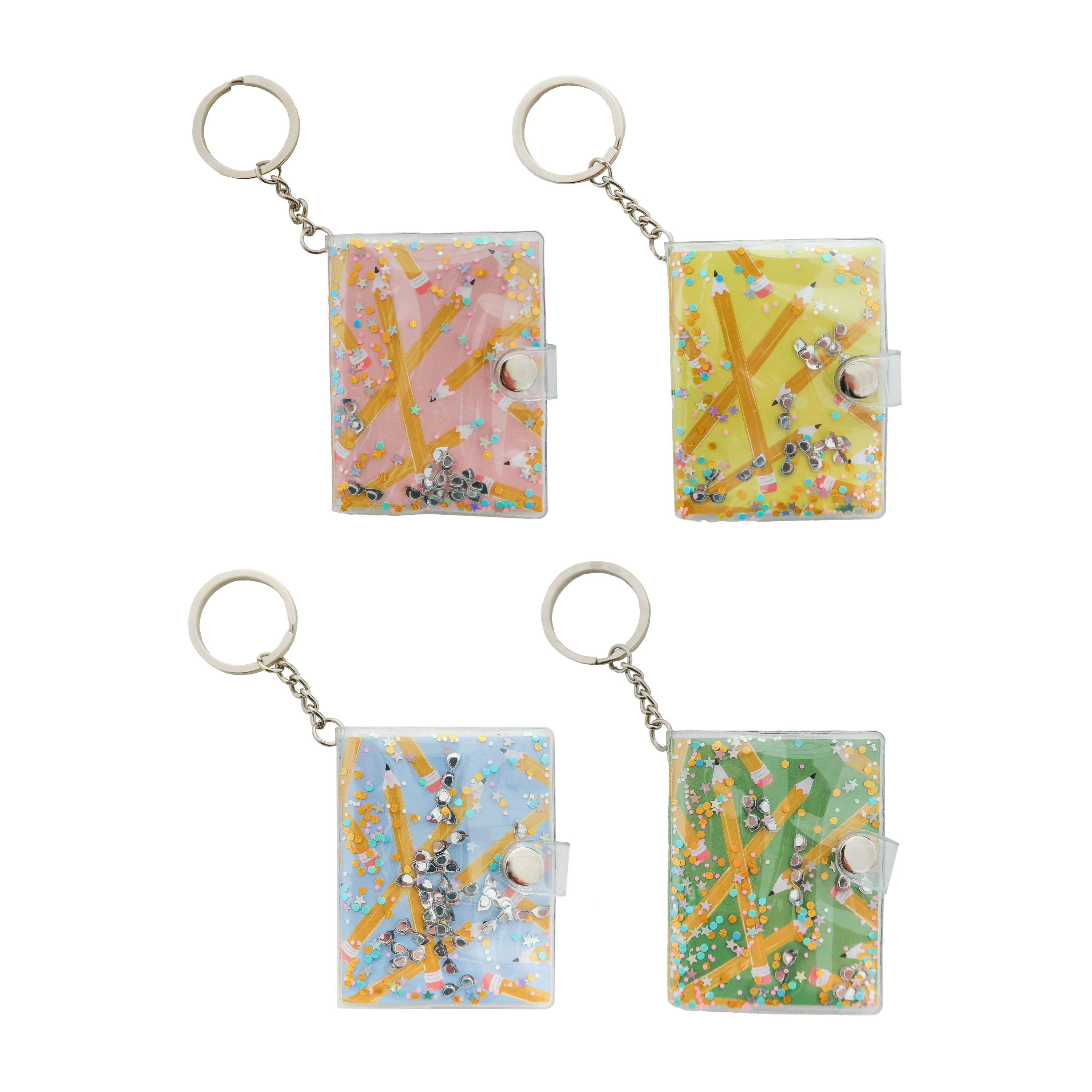 Back to School Mini Notebook Keychain in Yellow - 4 Color Options, Alternate, color, Yellow